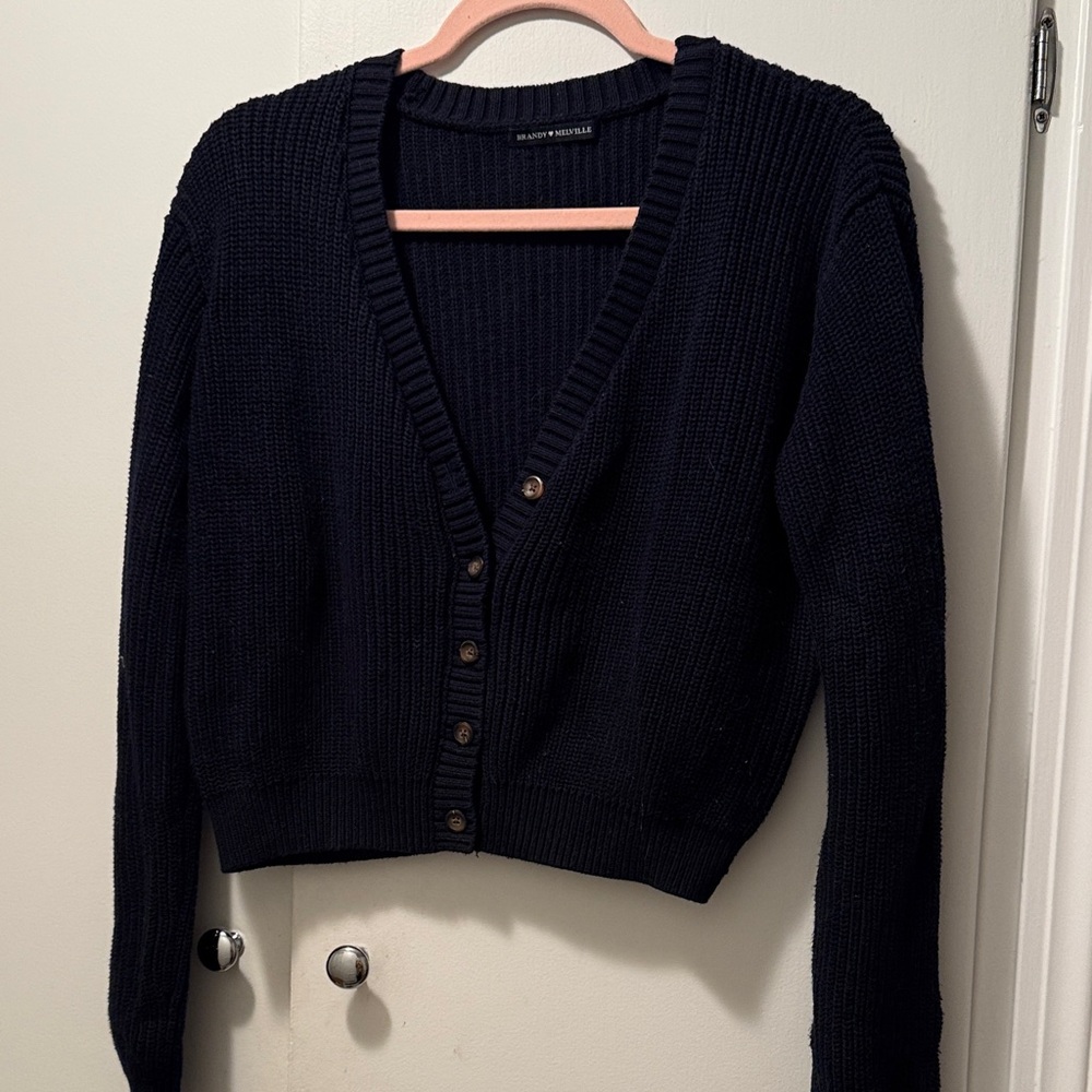 Brandy Melville Black Ribbed Cardigan